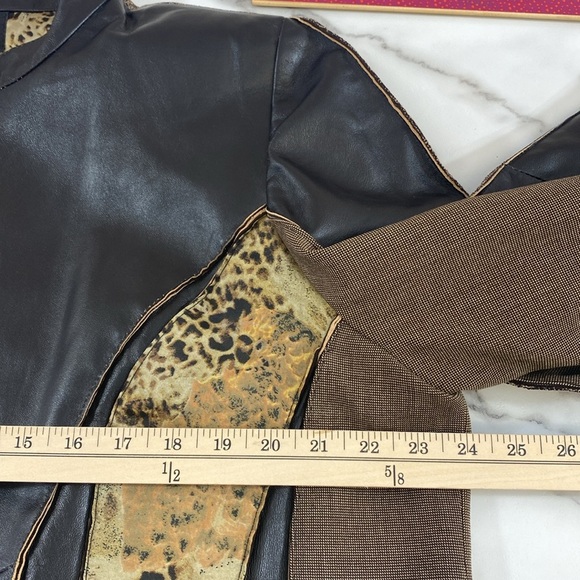 Koos Of Course Leather Jacket Womens‎ Size 1X Plus Brown Tan Full Zip Patchwork - Picture 8 of 10